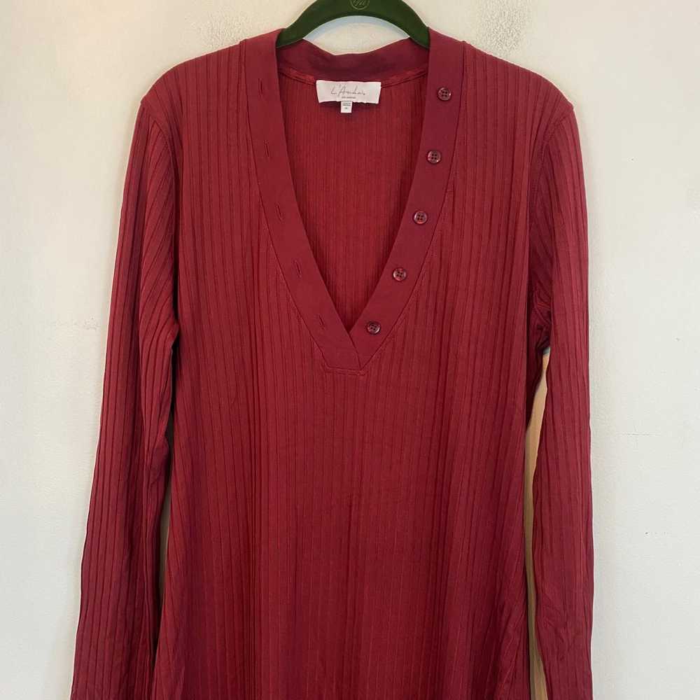 L’ACADEMIE The Clarissa Midi Dress in Red Wine - image 4