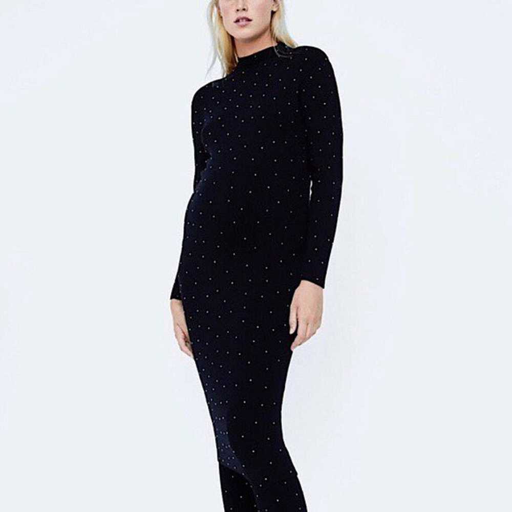 Knit Black Silver Studded Midi Dress - image 1