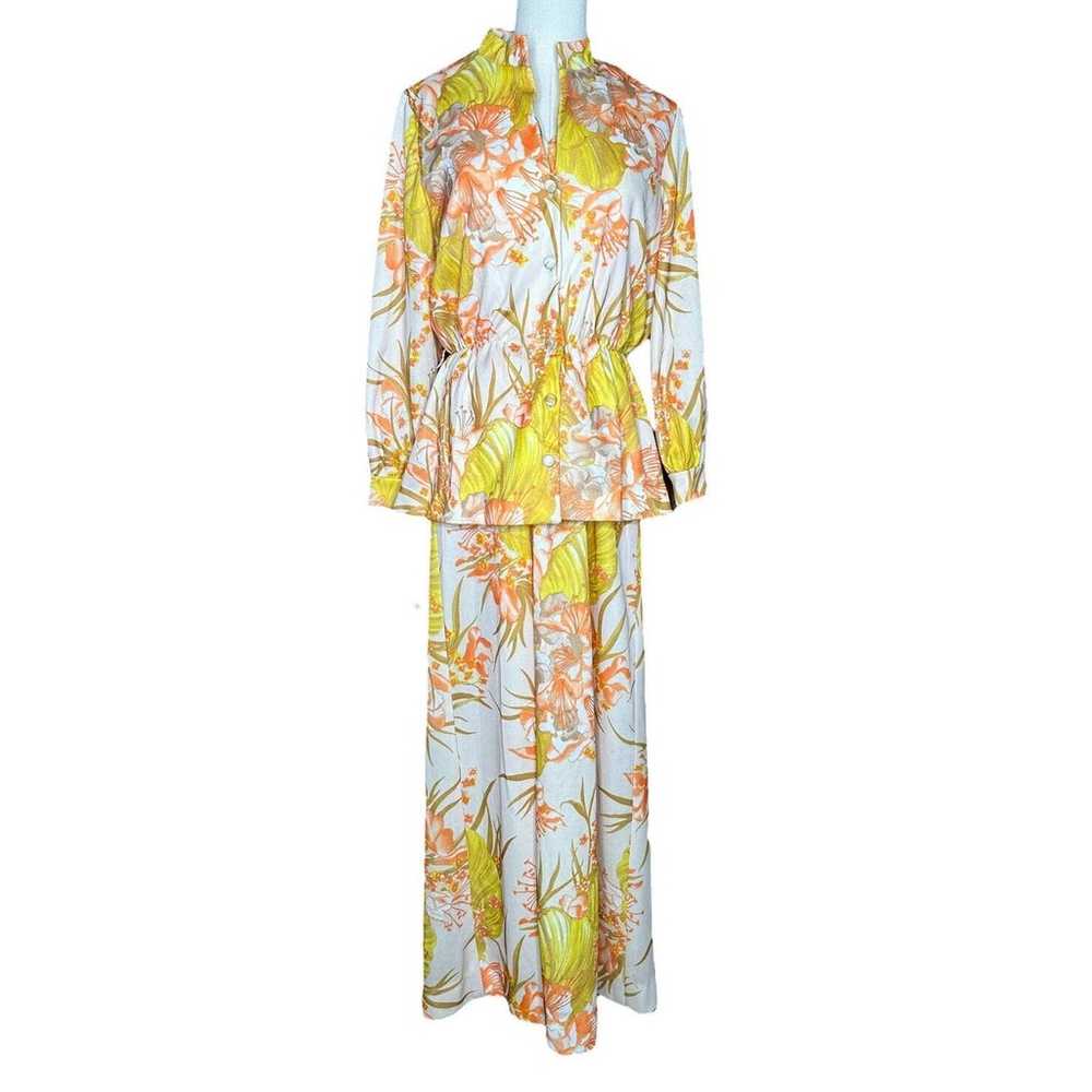 Vintage 70s 2 Piece Maxi Dress and Jacket Womens … - image 1