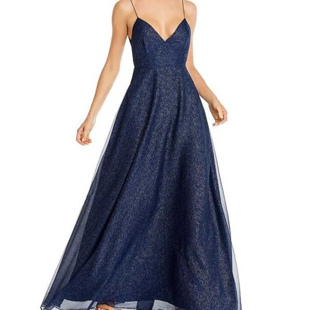 Sau Lee Everly Silver Micro Dot Gown Navy - image 1