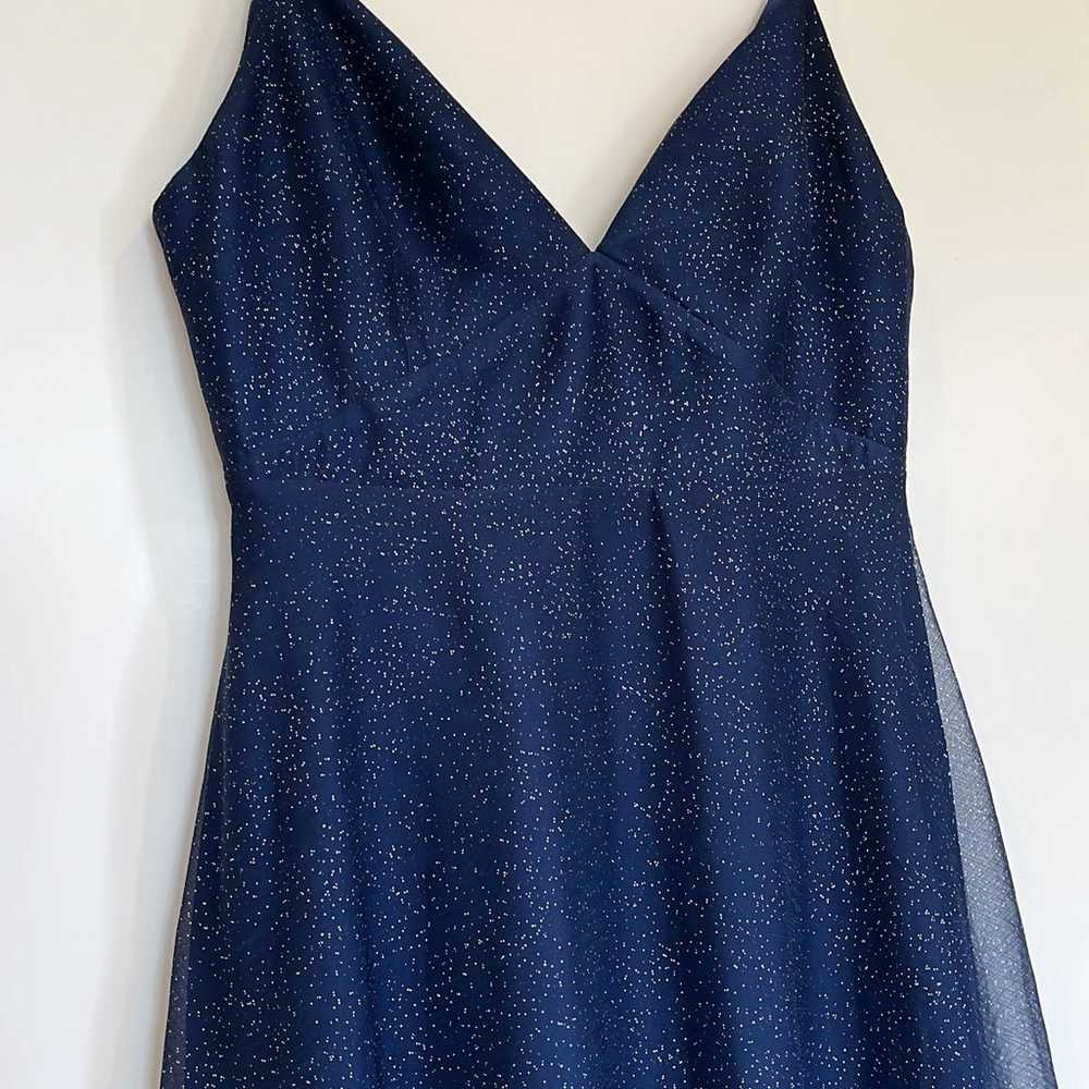 Sau Lee Everly Silver Micro Dot Gown Navy - image 3