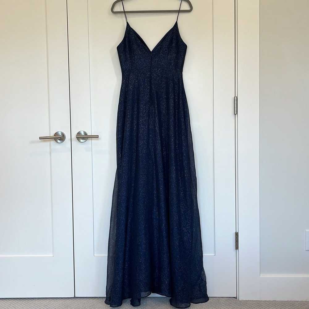 Sau Lee Everly Silver Micro Dot Gown Navy - image 6