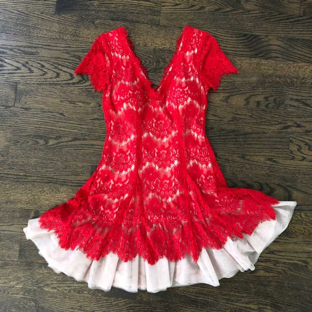 Betsy & Adam Red Lace Cocktail Dress - image 1