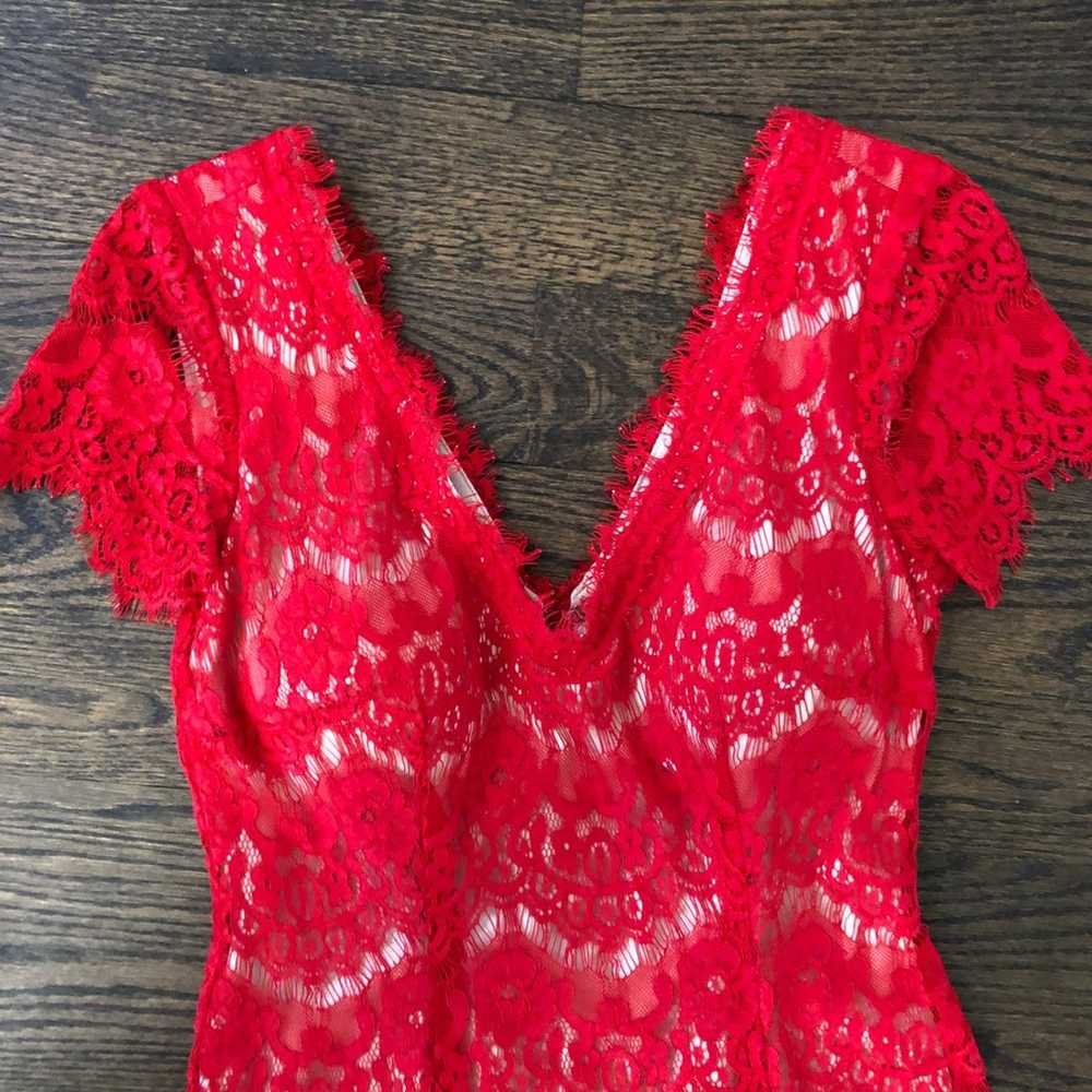 Betsy & Adam Red Lace Cocktail Dress - image 2