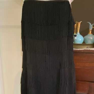 Kay Unger black fringe dress - image 1
