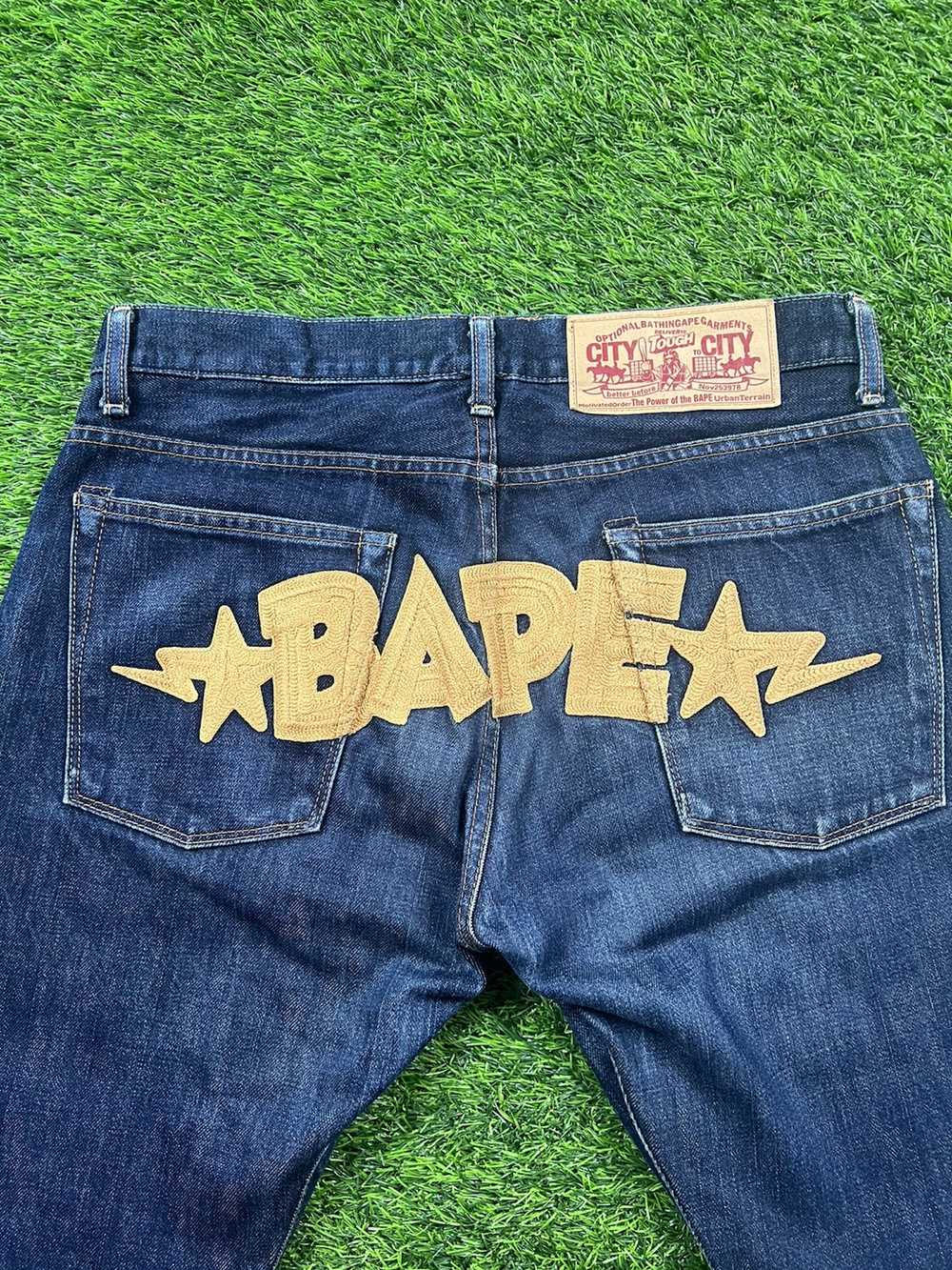 Bape (J304) BAPE - embroided spellout jeans non s… - image 3