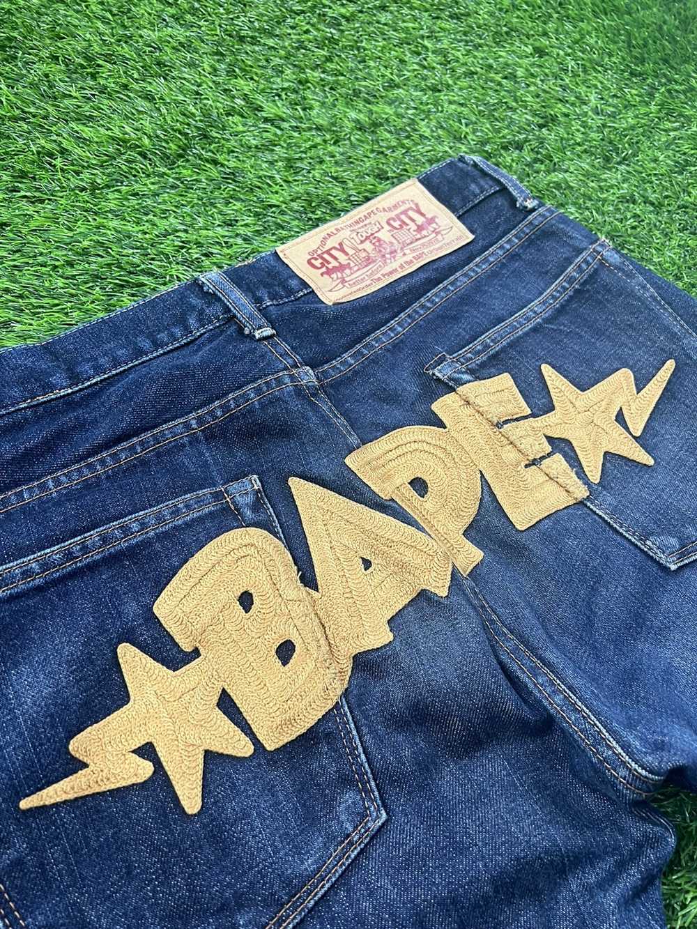 Bape (J304) BAPE - embroided spellout jeans non s… - image 4