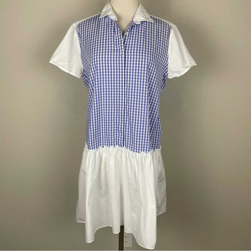 Hadleigh's Blue White Gingham Short Sleeve Tunic … - image 1