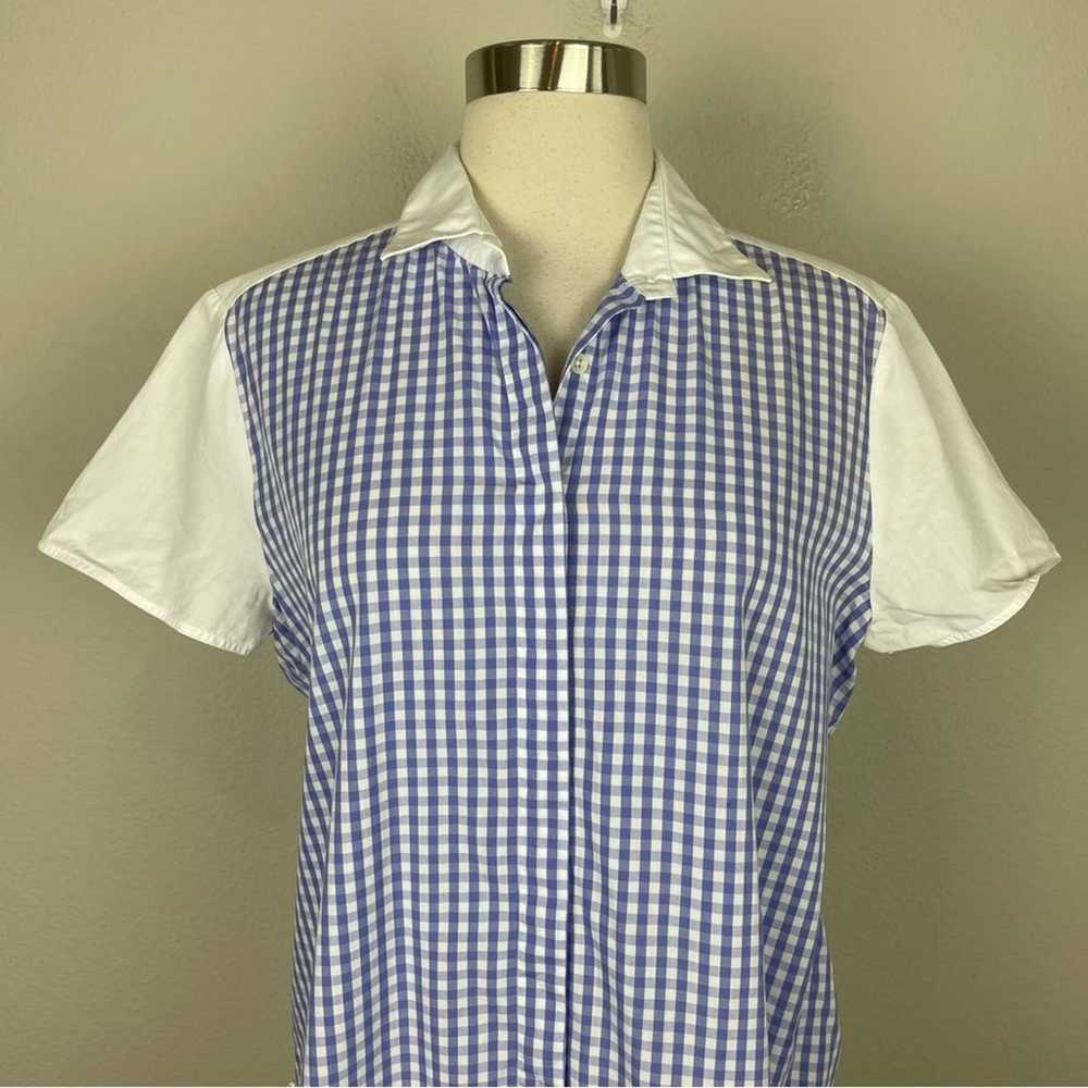 Hadleigh's Blue White Gingham Short Sleeve Tunic … - image 2