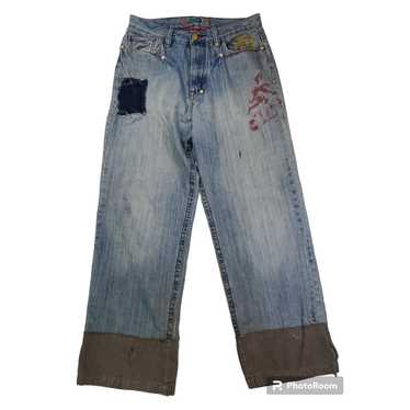 COOGI Vintage Jeans Pants Trousers Hype Navy Blue Logo Colorful Rainbow Sz  36/34