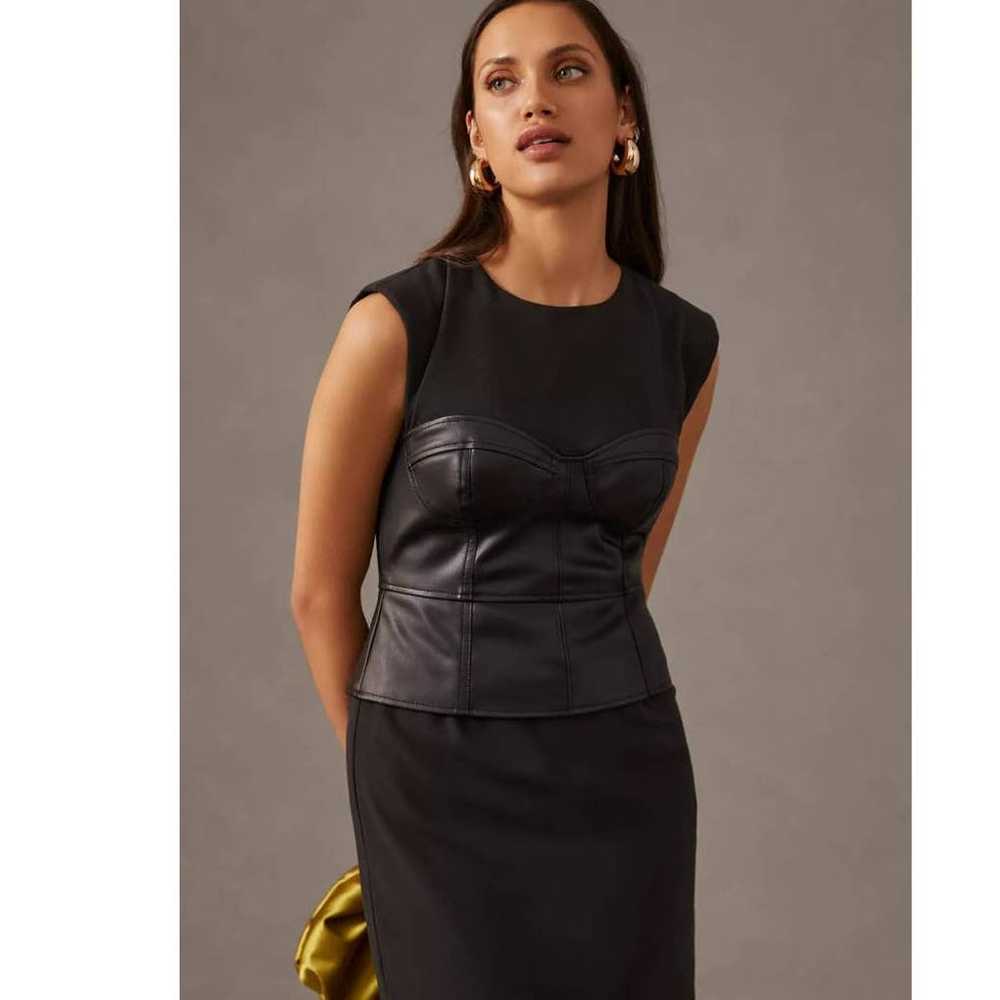 New Anthropologie Maeve Faux Leather Corset Dress… - image 2