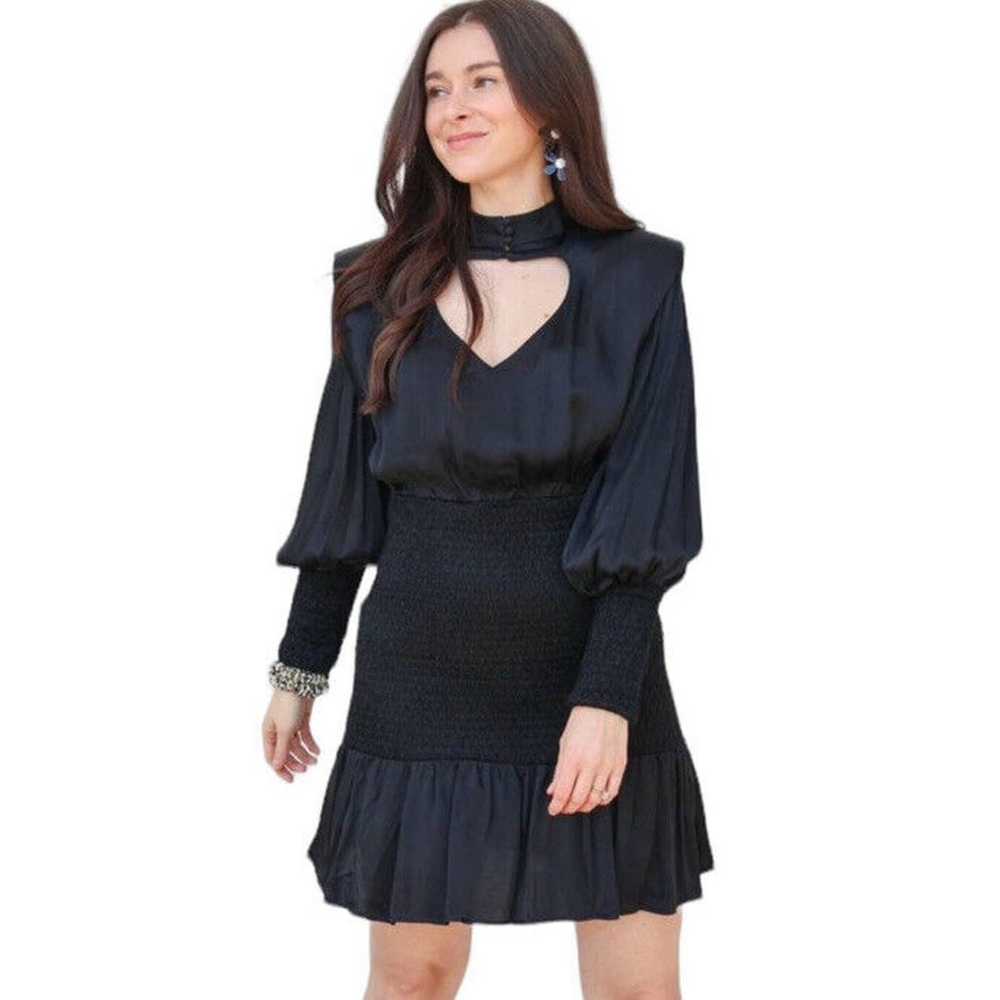 Farm Rio Heart Neckline Mini Dress Size XS Black … - image 1