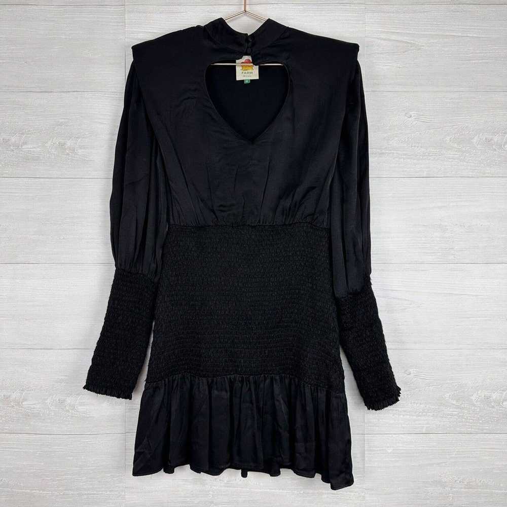 Farm Rio Heart Neckline Mini Dress Size XS Black … - image 2