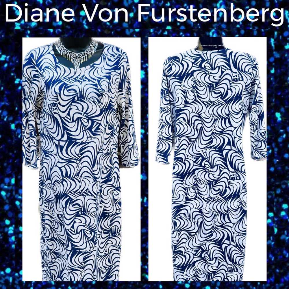 DIANE VON FURSTENBERG Saihana Dress ~ Bue & White… - image 1