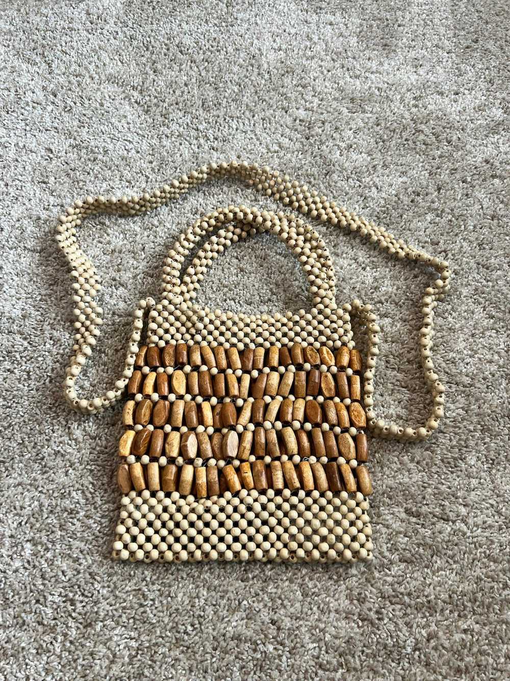 Designer Vintage Wooden Handmade Crossbody Bag - image 1