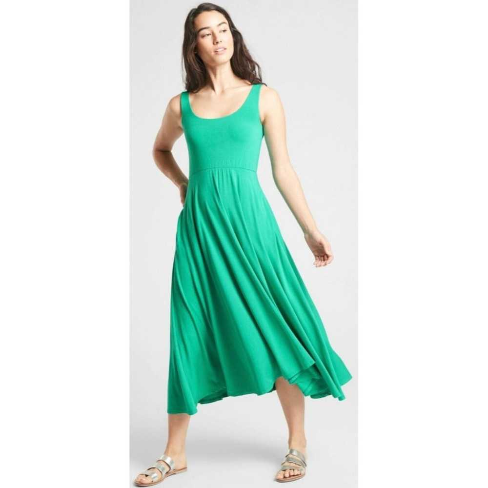 ATHLETA Costa Sleeveless Green Spring Midi Dress - image 1