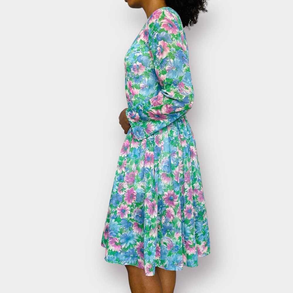 60s Pink and Blue Floral Dress - image 7
