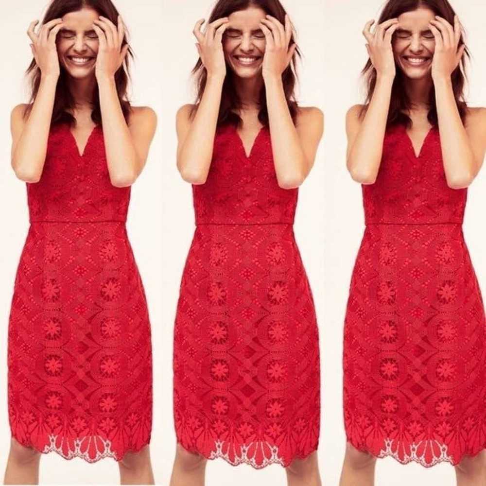 Maeve Camari Red Crochet Lace Midi Dress - image 12