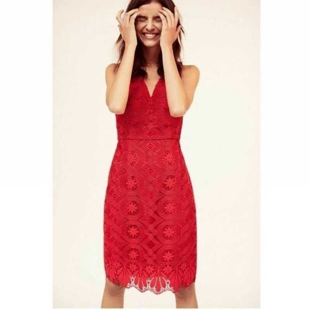 Maeve Camari Red Crochet Lace Midi Dress - image 1