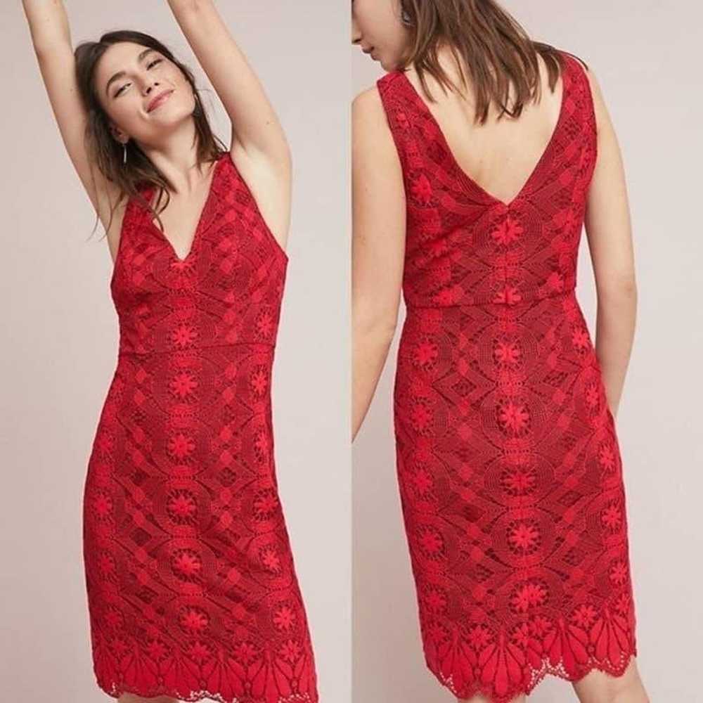 Maeve Camari Red Crochet Lace Midi Dress - image 2