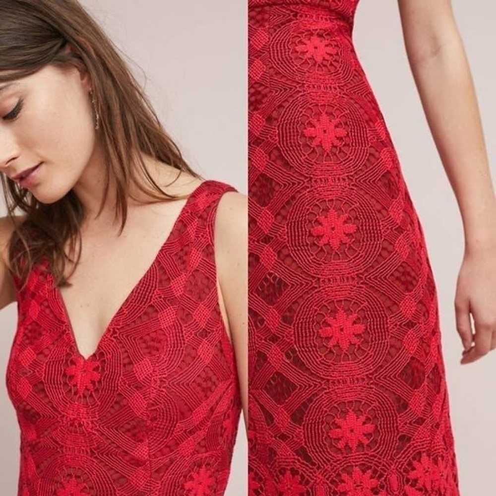 Maeve Camari Red Crochet Lace Midi Dress - image 3