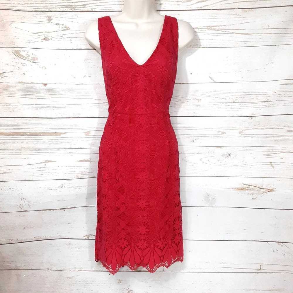 Maeve Camari Red Crochet Lace Midi Dress - image 4