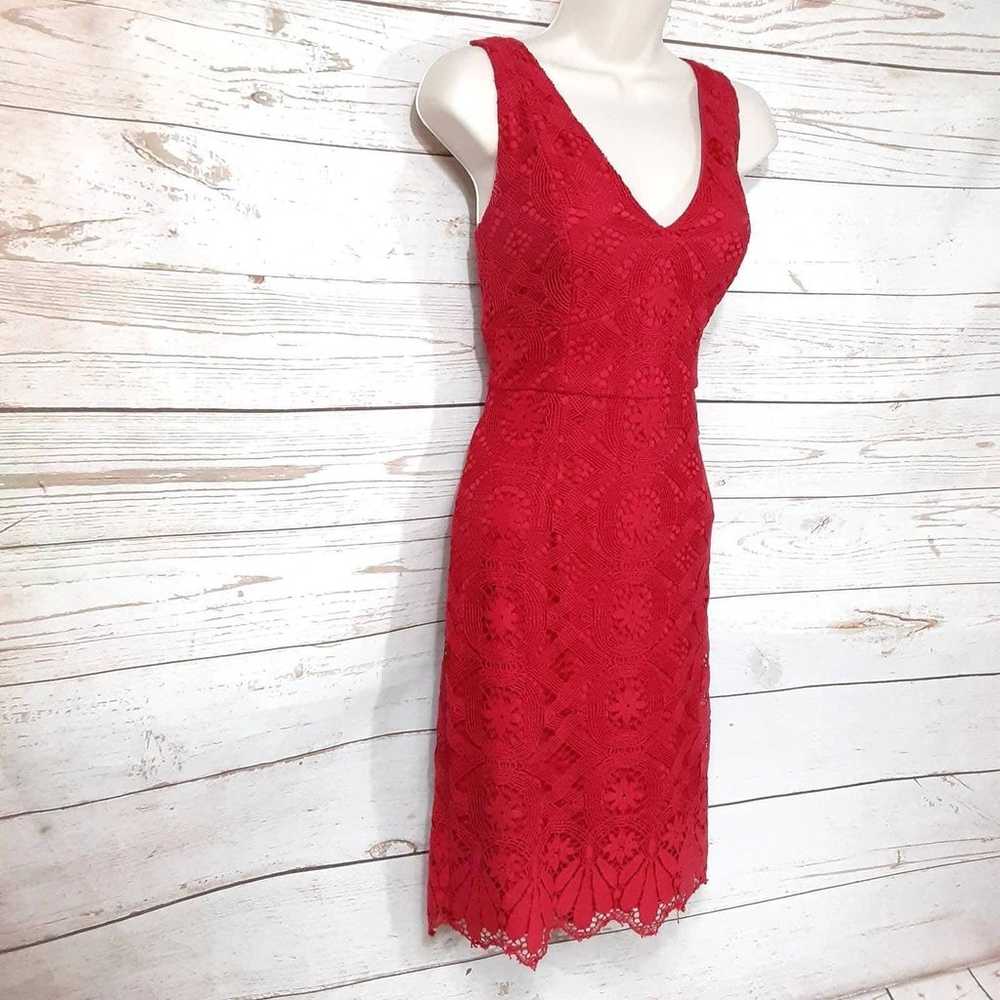 Maeve Camari Red Crochet Lace Midi Dress - image 5