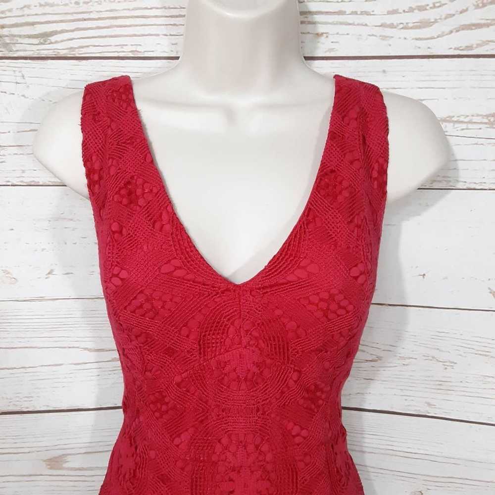 Maeve Camari Red Crochet Lace Midi Dress - image 7
