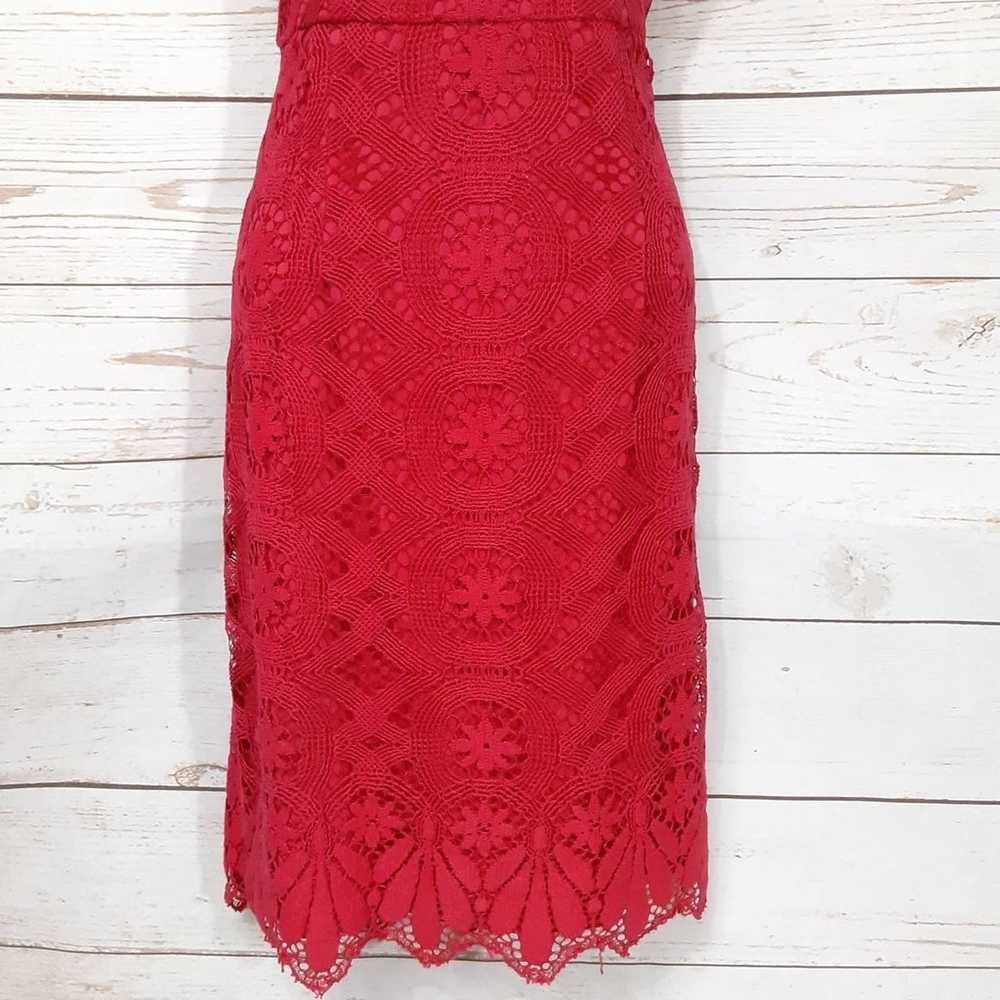 Maeve Camari Red Crochet Lace Midi Dress - image 8