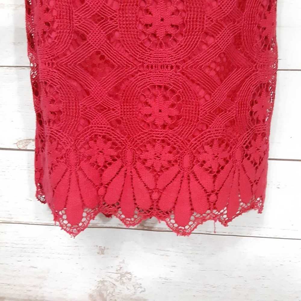 Maeve Camari Red Crochet Lace Midi Dress - image 9