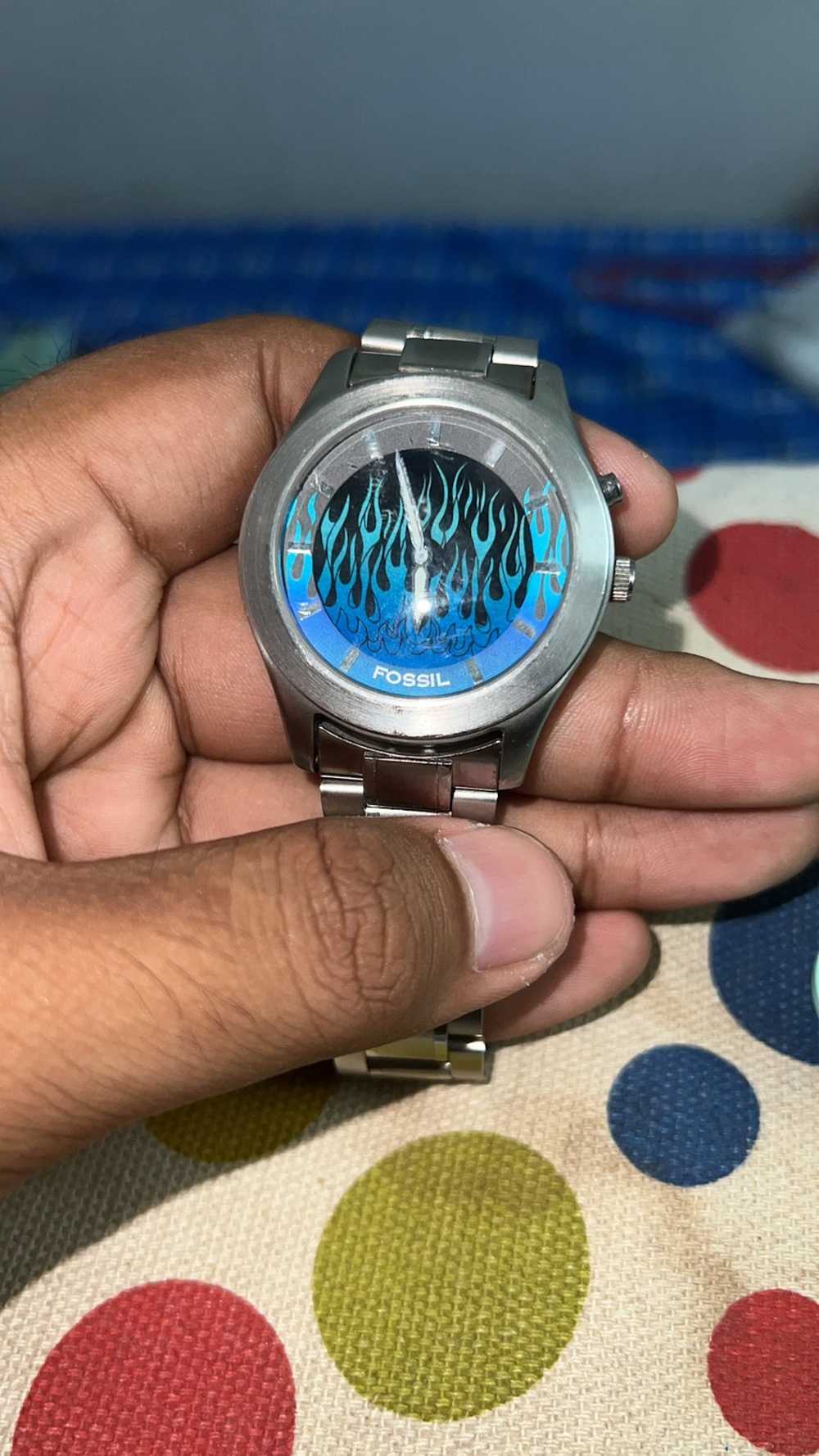Fossil big tic blue flame watch y2k表示価格が値引き後の価格です - 時計