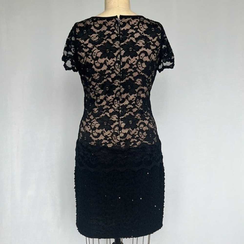 Joseph Ribkoff Black Lace Sequin Dress Nude Linin… - image 6