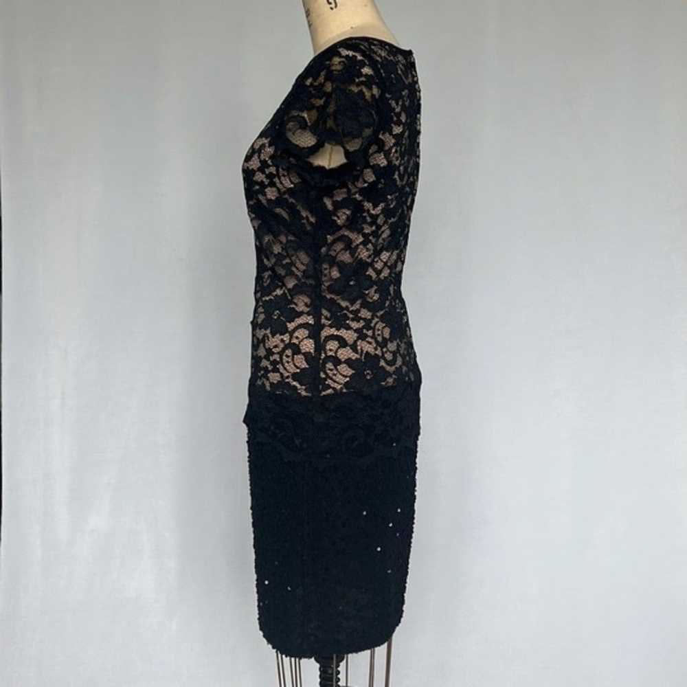 Joseph Ribkoff Black Lace Sequin Dress Nude Linin… - image 7