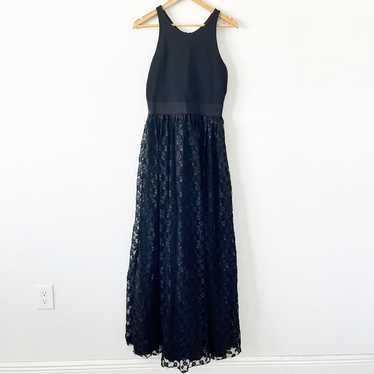 Milly Black Lace Pattern Long Maxi Dress