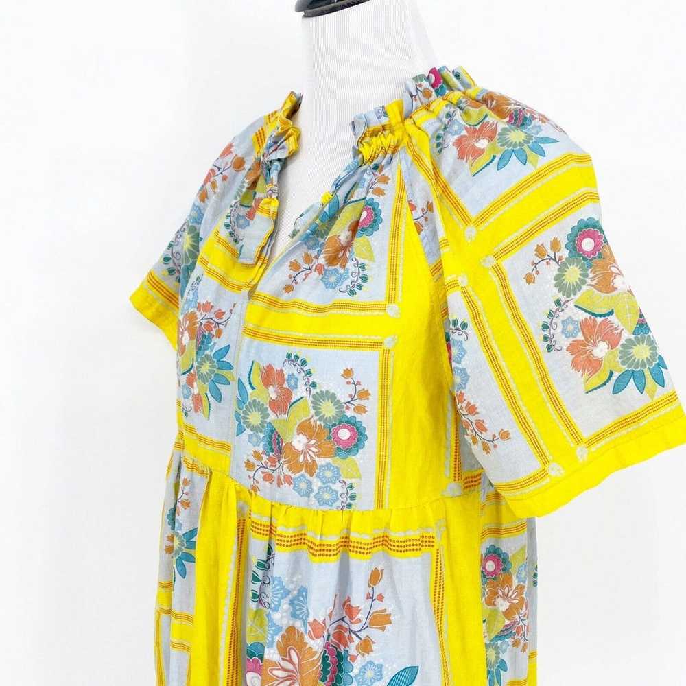 Vintage 1970s Yellow Floral Retro House Dress Max… - image 2