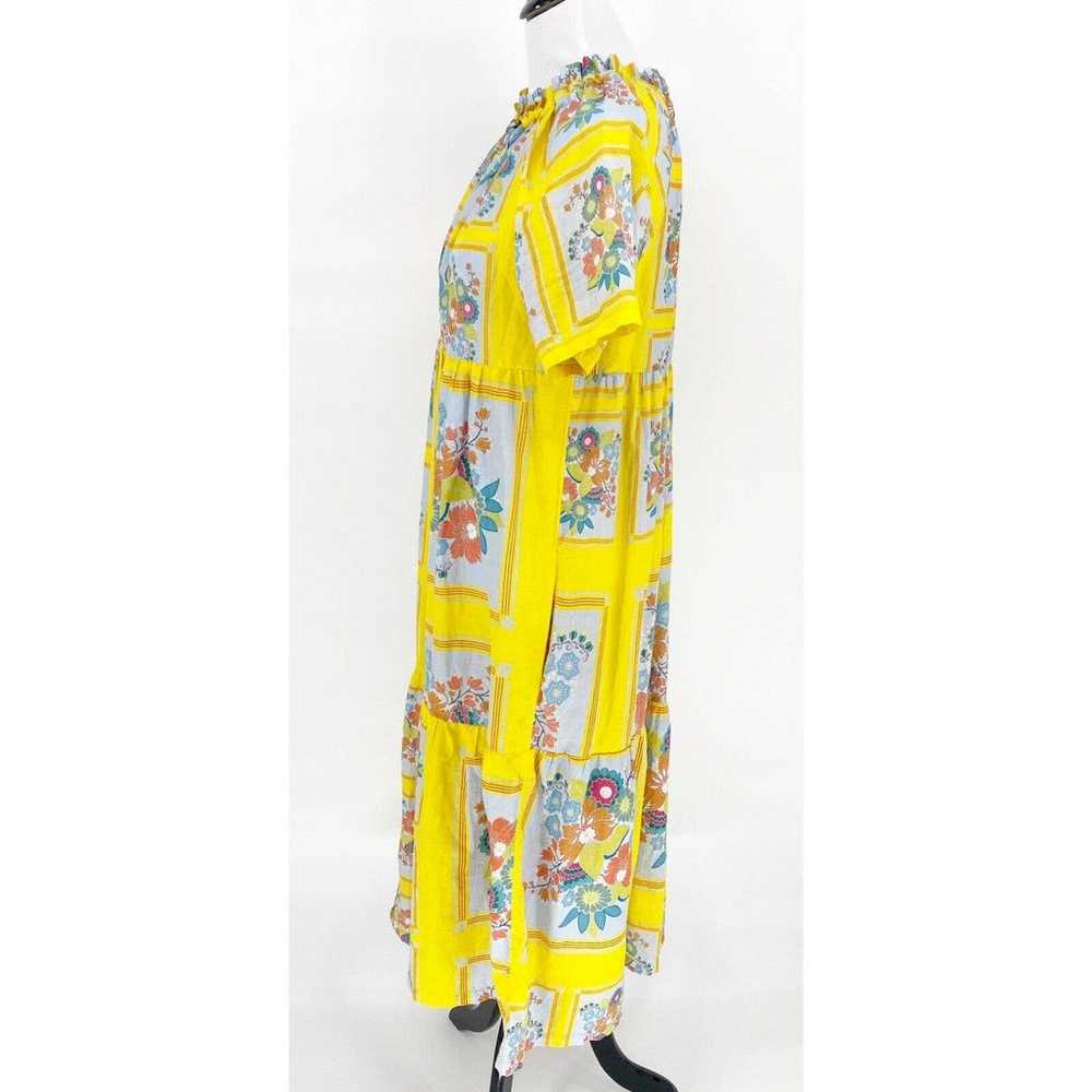 Vintage 1970s Yellow Floral Retro House Dress Max… - image 5