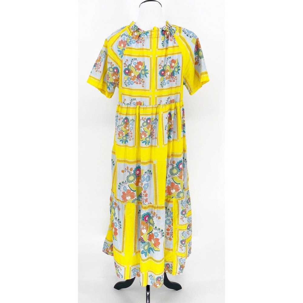 Vintage 1970s Yellow Floral Retro House Dress Max… - image 6