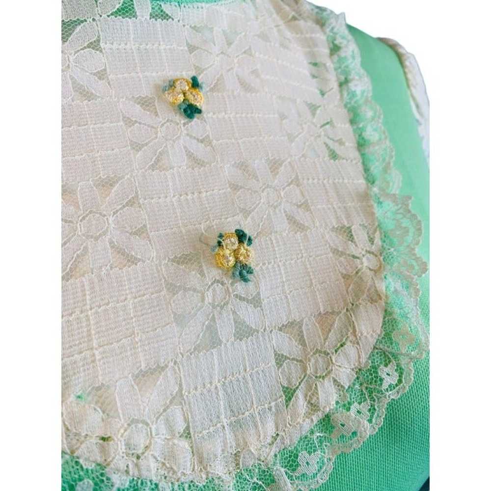 Vintage 1970s Mint Green Polyester Lace Yoke Baby… - image 9