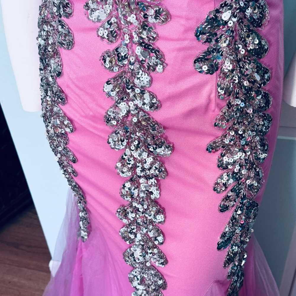 Size 14 Hot Pink Electric Barbie sequin Prom Dres… - image 2
