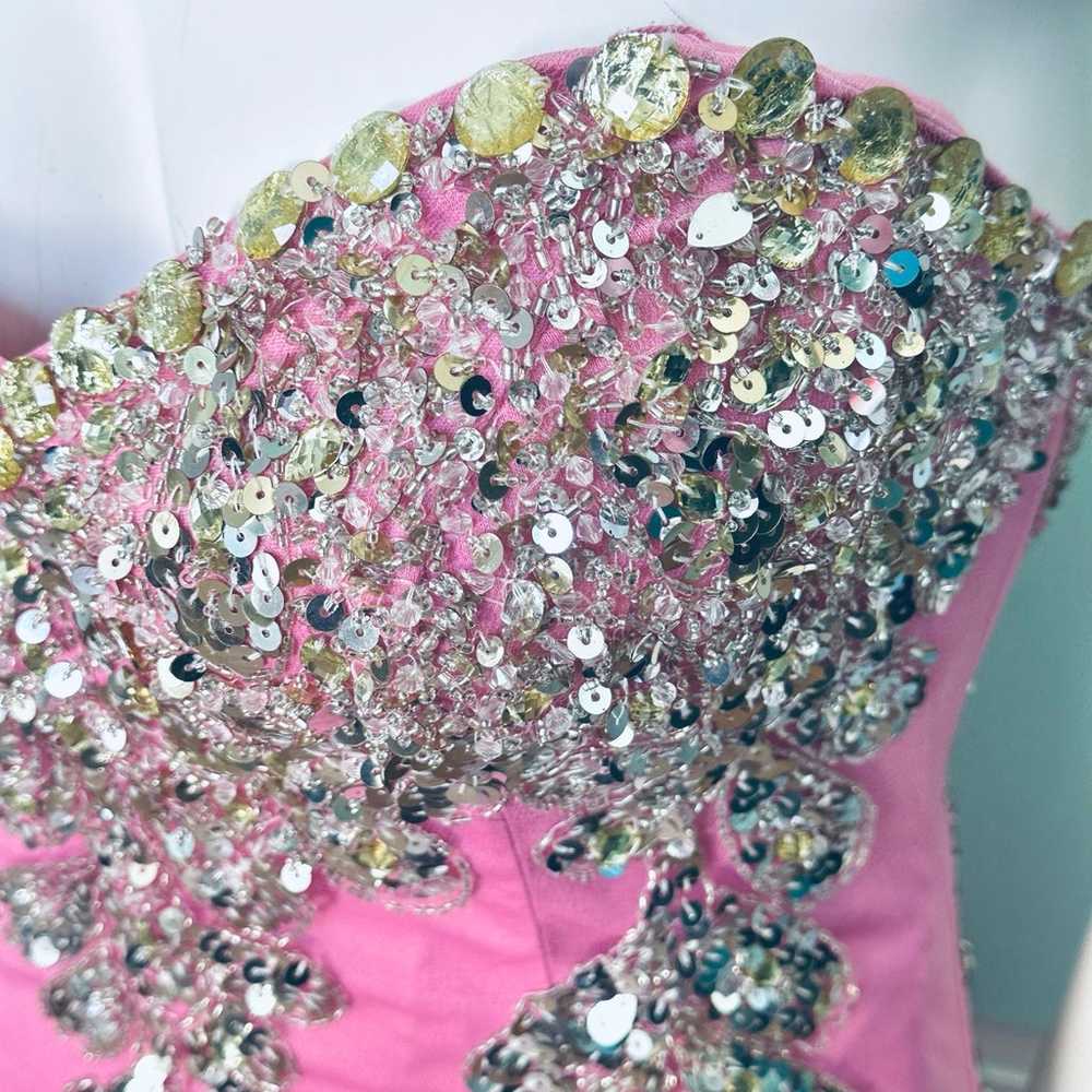 Size 14 Hot Pink Electric Barbie sequin Prom Dres… - image 3