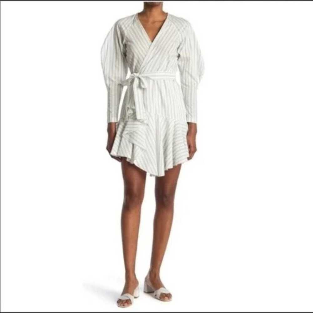 A.L.C. Enzo Wrap Dress Cotton Poplin Stripe Mini … - image 11