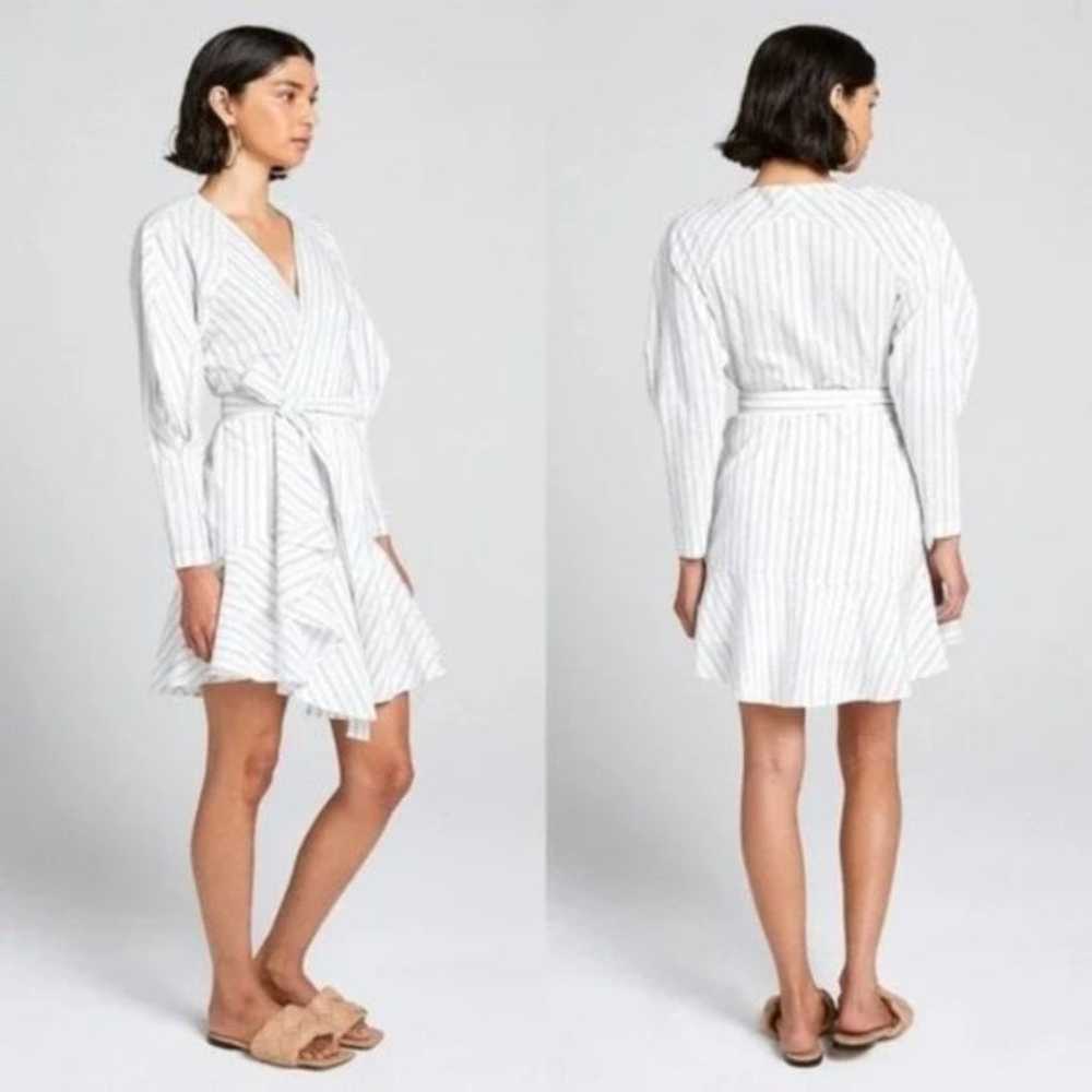 A.L.C. Enzo Wrap Dress Cotton Poplin Stripe Mini … - image 1