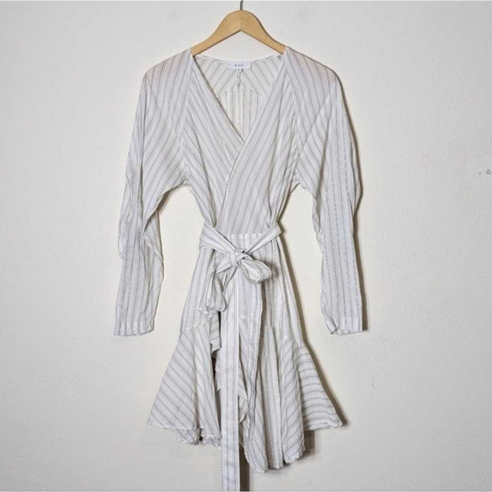 A.L.C. Enzo Wrap Dress Cotton Poplin Stripe Mini … - image 2