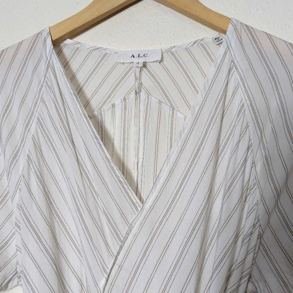 A.L.C. Enzo Wrap Dress Cotton Poplin Stripe Mini … - image 3
