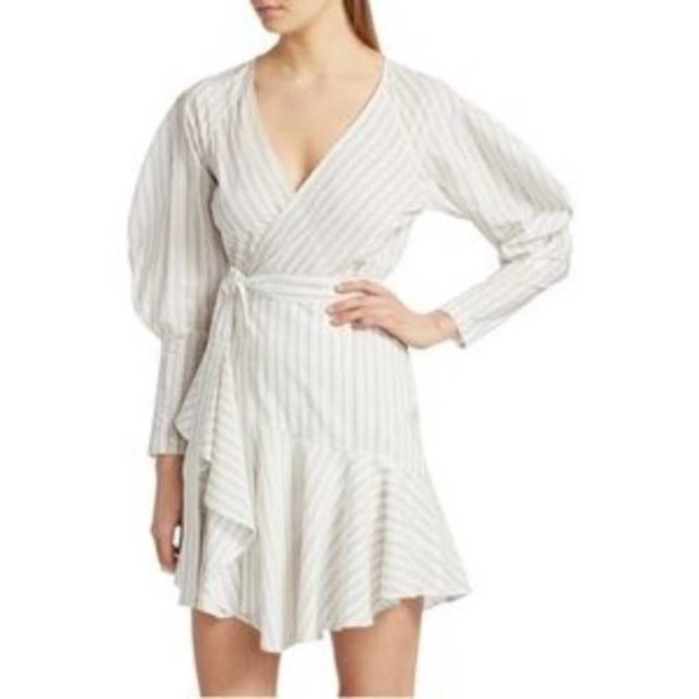 A.L.C. Enzo Wrap Dress Cotton Poplin Stripe Mini … - image 4