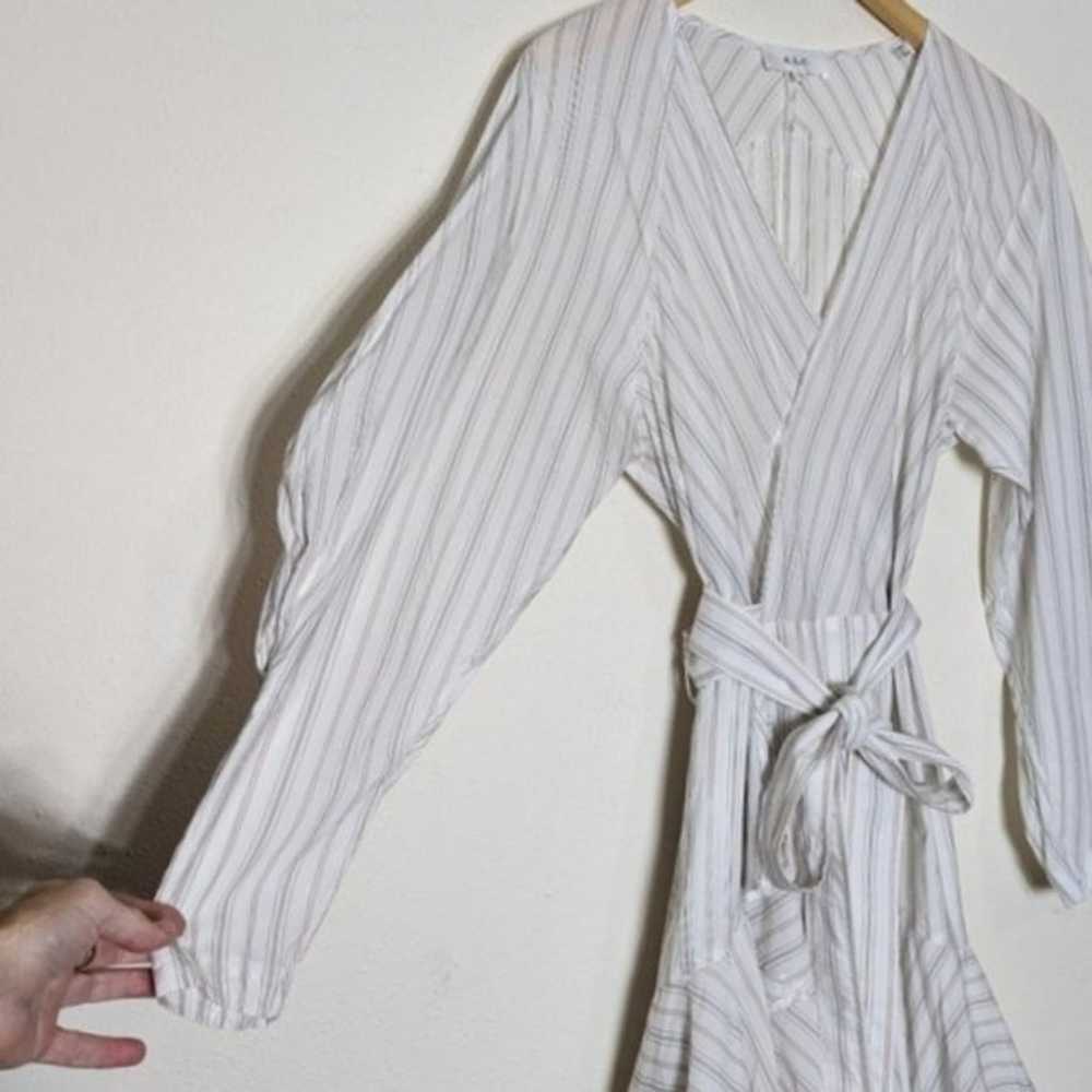 A.L.C. Enzo Wrap Dress Cotton Poplin Stripe Mini … - image 8