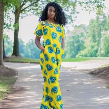 African Print Ankara Yellow Multicolor Cutout  Jum