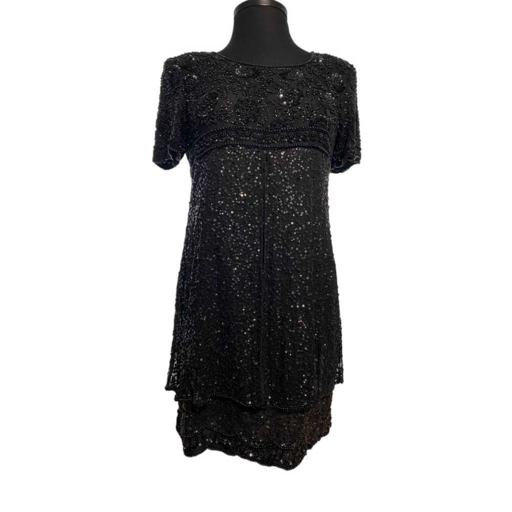LAURENCE KAZAR Vintage Black Bead & Sequin Dress … - image 1