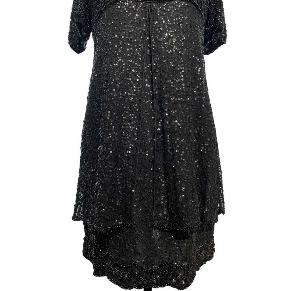 LAURENCE KAZAR Vintage Black Bead & Sequin Dress … - image 9