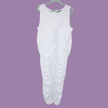 Eloquii Women's Plus Size White Ruffle Cape Dress, Size 14 EUC